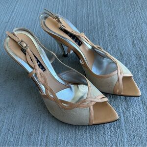 George Mang Tan Sling Back Heel Sandals